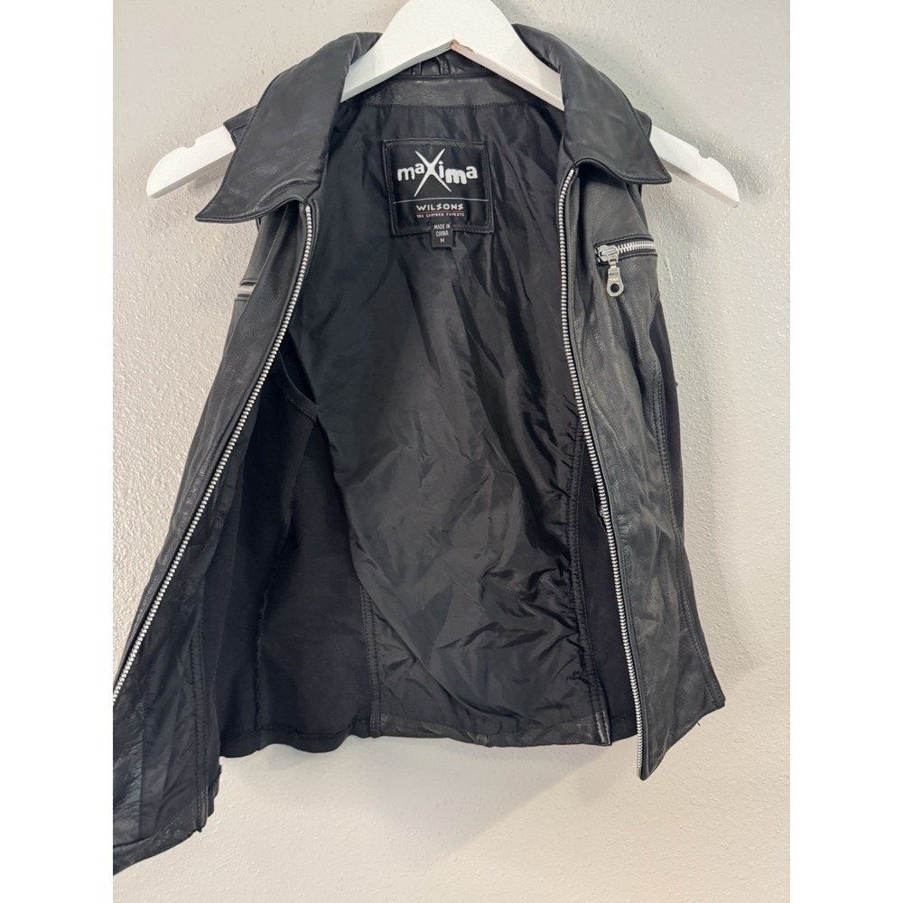 Vintage Y2K Wilsons Leather Maxima Vest Black Moto Grunge Baddie Goth S/M - Picture 4 of 12